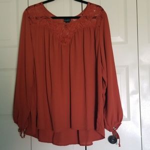 Rue21 Burnt Orange Lace Blouse- 1x